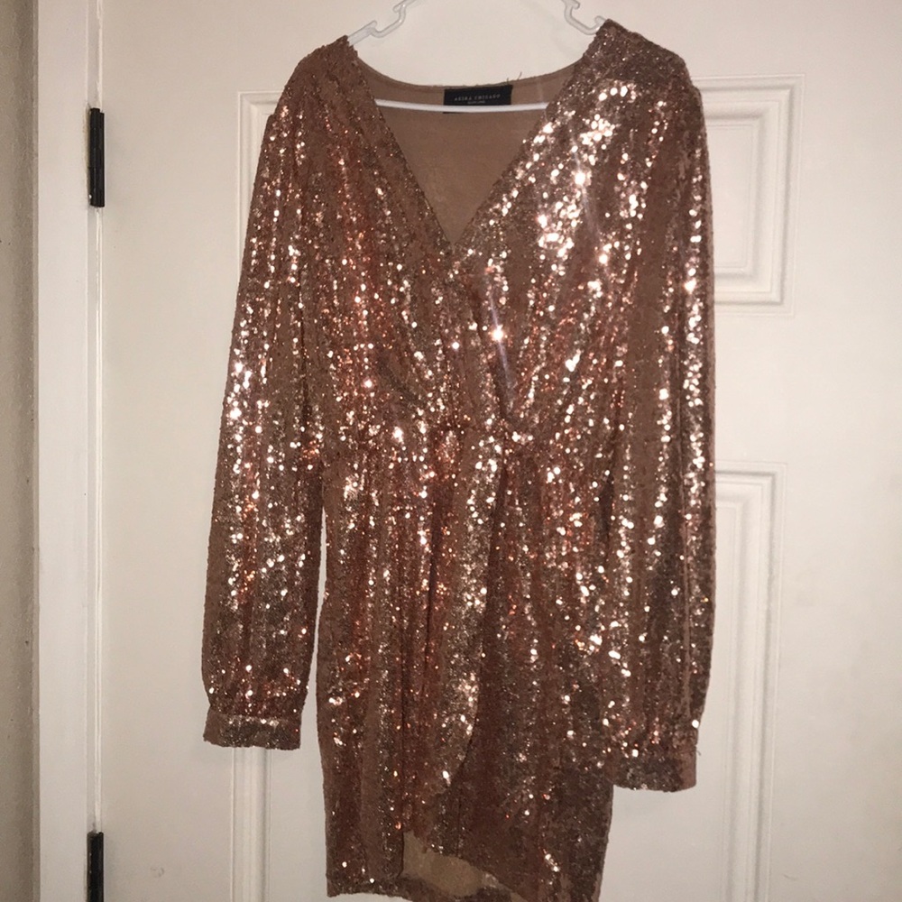 Akira rose gold sequin dress